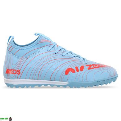 Сороконожки обувь футбольная ZOOM 230313-3 L.BLUE/MELON размер 40-45 (верх-PU, подошва-RB, голубой-оранжевый)