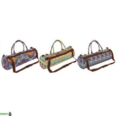 Сумка для йога килимка Yoga bag KINDFOLK SP-Sport FI-6969-3 (розмір 20смх65см, поліестер, бавовна, бежевий-блакитний)