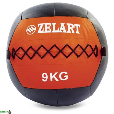 Мяч набивной для кросфита волбол WALL BALL Zelart FI-5168-9 9кг черный-красный
