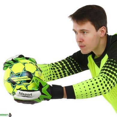 Перчатки вратарские FDSPORT FB-853 Синий-салатовый 10 (PVC)