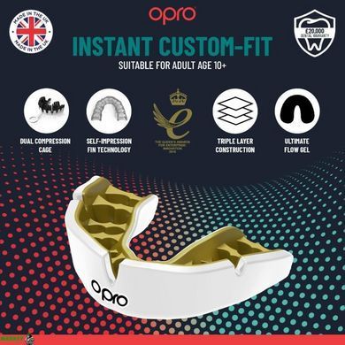 Капа OPRO Instant взрослая (возраст 11+) Black/White (art.102520001)