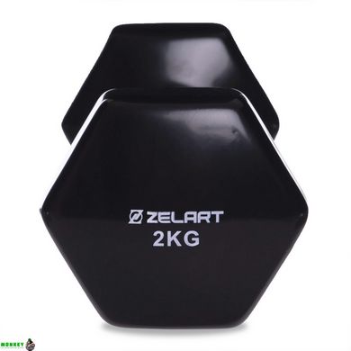 Гантель для фитнеса с виниловым покрытием Zelart TA-2777-2 1шт 2кг цвета в ассортименте
