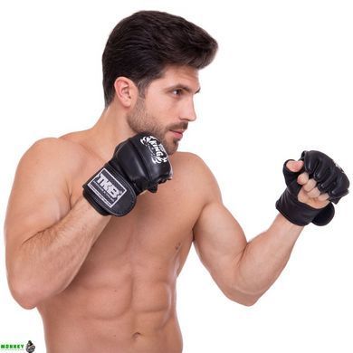 Рукавички для змішаних єдиноборств шкіряні MMA TOP KING Ultimate TKGGU Чорний S