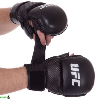 Рукавиці для змішаних єдиноборств ММА шкіряні UFC PRO MMA Combat UCK-75195 L-XL чорний