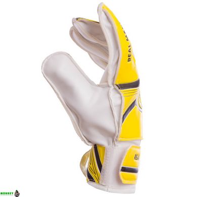 Перчатки вратарские детские REAL MADRID BALLONSTAR FB-0029-09 размер 5-7 желтый-черный