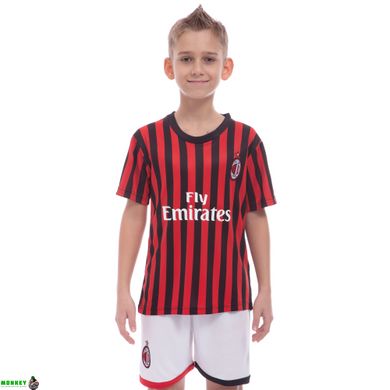 Форма футбольная детская AC MILAN домашняя 2020 SP-Planeta CO-0977 (р-р 20-28-6-14лет, 110-155см, красный-черный-белый)
