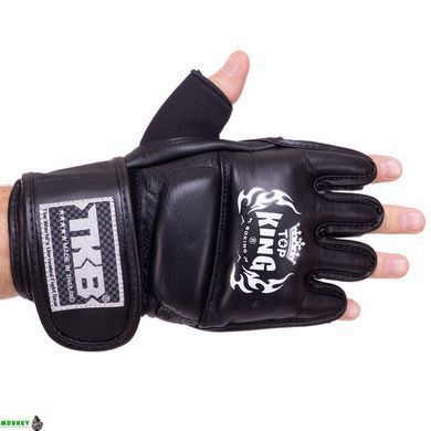 Рукавички для змішаних єдиноборств шкіряні MMA TOP KING Ultimate TKGGU Чорний S