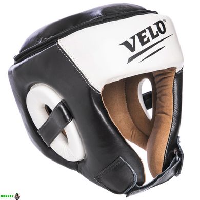 Шлем боксерский открытый с усиленной защитой макушки кожаный VELO VL-2211 M черный