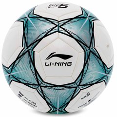 Мяч футбольный №5 PU+EVA Клееный LI-NING LFQK635-4 (клееный, белый-бирюзовый)