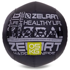Мяч для кроссфита набивной в кевларовой оболочке 5кг Zelart FI-2637-5 (MD1293-5) (PVC, PP, резина, наполнитель-метал. гранулы, d-35см, черный)