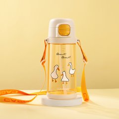 Бутылка для воды CASNO 690 мл KXN-1219 Оранжевая (гуси) с соломинкойTRITAN