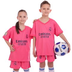 Форма футбольна дитяча з символікою футбольного клубу REAL MADRID виїзна 2 021 SP-Planeta CO-2479 8-14 років рожевий