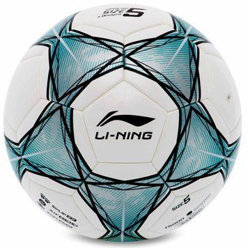 Мяч футбольный №5 PU+EVA Клееный LI-NING LFQK635-4 (клееный, белый-бирюзовый)