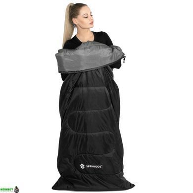 Спальний мішок (спальник) Springos 2 в 1 CS0042 +8 ...+20 &deg;C R Black/Grey
