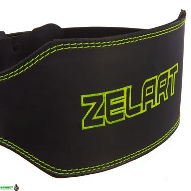 Пояс атлетический кожаный Zelart VL-3337 (ширина- (см), р-р M-XXL длина 110-125см, с подкладкой для спины, черный)