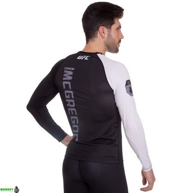 Комплект компресійний чоловічий лонгслів та штани UCF 9523-9623 M-3XL чорний-білий