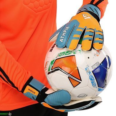 Перчатки вратарские с защитой пальцев ATHPIK SP-Sport FB-9277 Оранжевый-синий 8