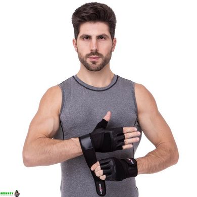 Перчатки для фитнеса и тяжелой атлетики кожаные Zelart SB-161094 S-XXL черный