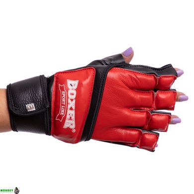 Перчатки для смешанных единоборств MMA кожаные BOXER 2018-4 M-XL цвета в ассортименте