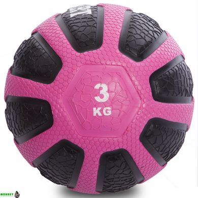 М'яч медичний медбол Zelart Medicine Ball FI-0898-3 3кг чорний-рожевий