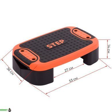 Степ-платформа 4 IN 1 MUTIFUCTIONAL STEP Zelart FI-3996 53x36x14см чорний-помаранчевий