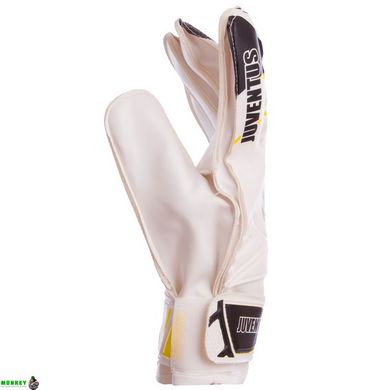 Перчатки вратарские JUVENTUS BALLONSTAR FB-0187-3 размер 8-10 белый-черный