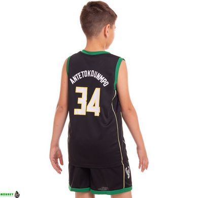 Форма баскетбольна підліткова NB-Sport NBA 34 BA-0972 M-2XL чорний-зелений