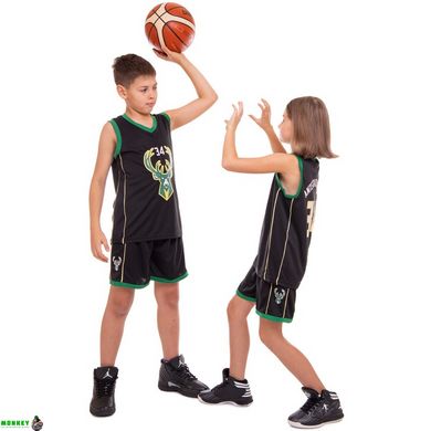 Форма баскетбольная подростковая NB-Sport NBA 34 BA-0972 M-2XL черный-зеленый
