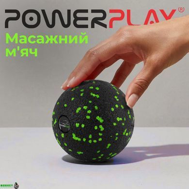 Масажний м'яч PowerPlay PP-4351 Epp Massage Ball (d10) Чорно/Зелений