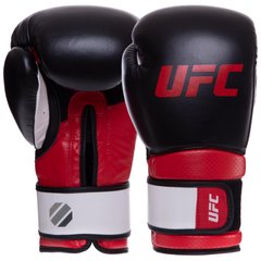 Перчатки боксерские кожаные UFC PRO Training UHK-69989 12 унций красный-черный