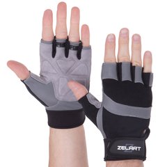 Перчатки для фитнеса и тренировок Zelart SB-161594 S-XXL черный-серый