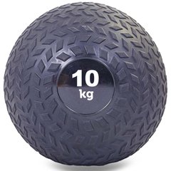 Мяч набивной слэмбол для кроссфита рифленый Record SLAM BALL FI-5729-10 10кг (PVC, минеральный наполнитель, d-23см, черный)