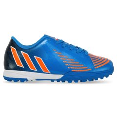 Сороконожки обувь футбольная LIJIN 211-2-4 размер 34-40 (верх-PU, подошва-резина, синий-оранжевый)