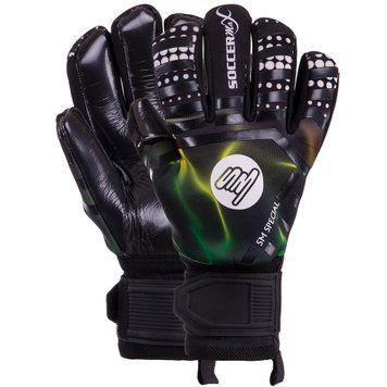 Перчатки вратарские SOCCERMAX GK-015 8 размер салатовый-черный