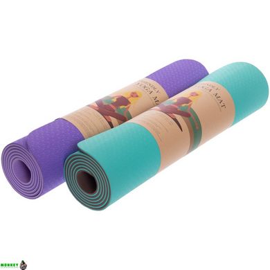 Килимок для йоги з розміткою Record FI-2430 183x61x0,6см кольори в асортименті