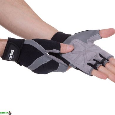 Перчатки для фитнеса и тренировок Zelart SB-161594 S-XXL черный-серый