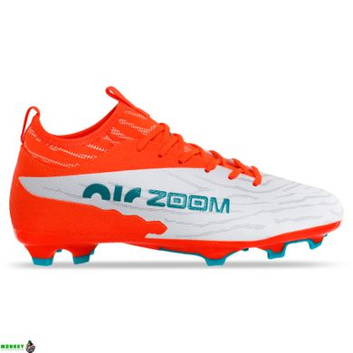 Бутсы футбольная обувь с носком ZOOM 220909-3 R.ORANGE/CYAN/WHITE размер 40-45 (верх-PU, подошва-термополиуретан (TPU), оранжевый-бирюзовый-белый)