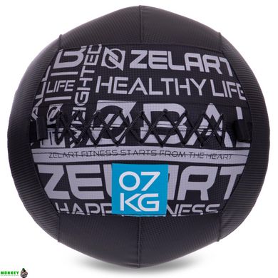 Мяч набивной для кросфита волбол WALL BALL Zelart FI-2637-7 7кг черный