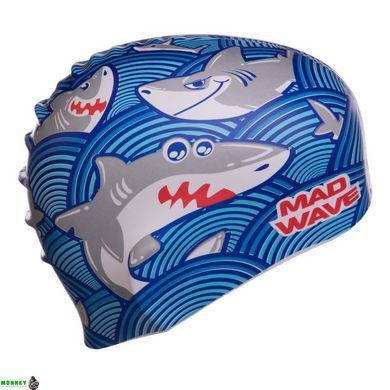 Шапочка для плавания детская MadWave Junior SHARKY M057911 Бирюзовый