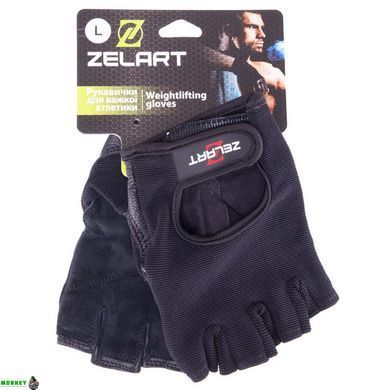Перчатки для фитнеca кожаные ZELART SB-161573 Черный L, открытые пальцы