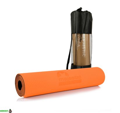 Коврик спортивный Majestic Sport TPE 6 мм для йоги и фитнеса GVT5010/O Orange/Black