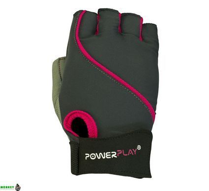 Перчатки для фитнеса и тяжелой атлетики PowerPlay 1725 женские серо-розовые M