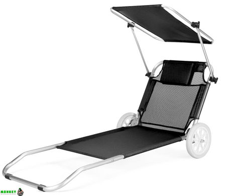 Шезлонг лежак Outtec Sun с козырьком черный