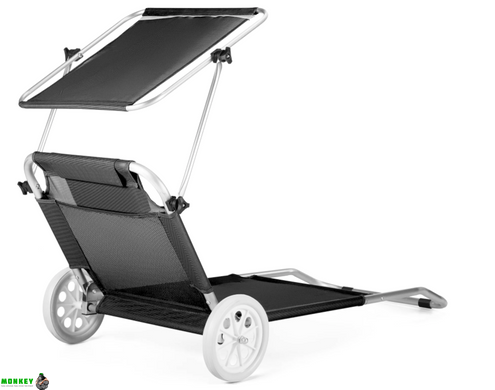 Шезлонг лежак Outtec Sun с козырьком черный
